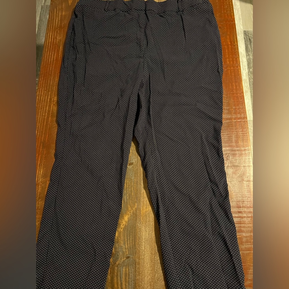 Navy polka dot dress pants